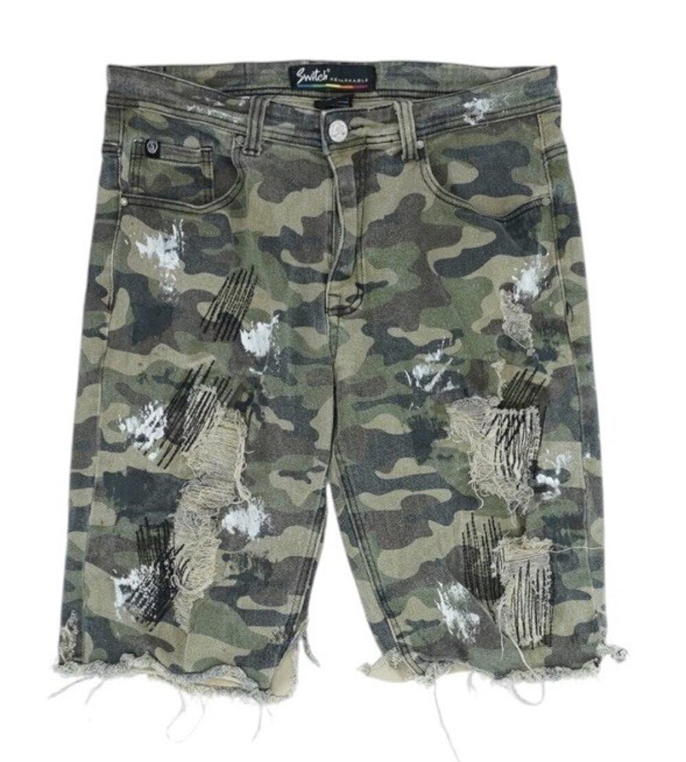 Switch Remarkable Mens Acid Wash Camo Shorts Size 34